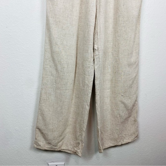 DREW For Anthropologie Oat Tan Linen Blend Jumpsuit Small - Picture 10 of 13